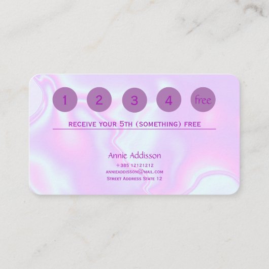 Iridescent unicorn skin faux holographic textuur klantenkaartje (Achterkant)