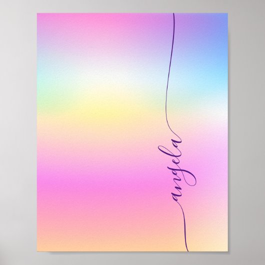 Iridescent Verlopend Glam Naam Telefoonachtergrond Poster (Voorkant)