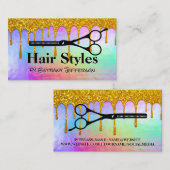 Iridescent vloeibaar | Glitter Drip | Schaar Visitekaartje (Voorkant / Achterkant)