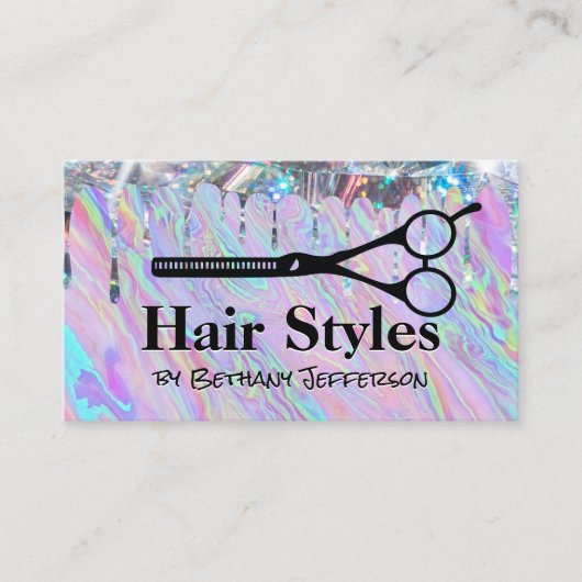 Iridescent vloeibaar | Shimmer Drip | Scissors Bus Visitekaartje (Voorkant)