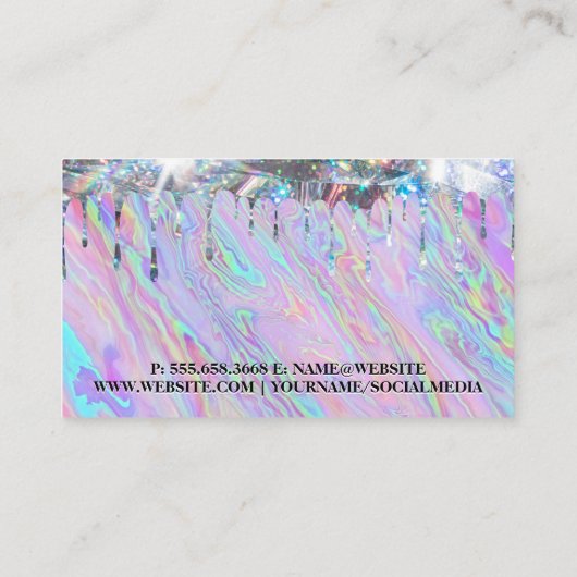 Iridescent vloeibaar | Shimmer Drip | Stijlvol Visitekaartje (Achterkant)