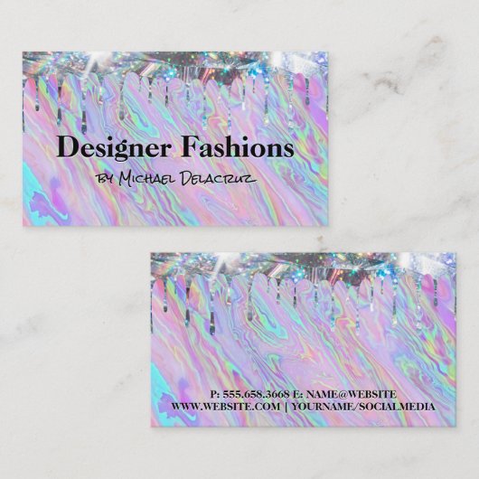 Iridescent vloeibaar | Shimmer Drip | Stijlvol Visitekaartje (Voorkant / Achterkant)