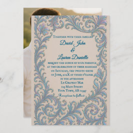 Iridescent Vow Photo Wedding Invitation Kaart