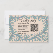 Iridescent Vow QR Code Wedding RSVP Card