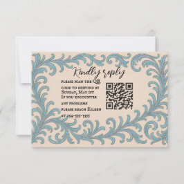 Iridescent Vow QR Code Wedding RSVP Card Kaartje