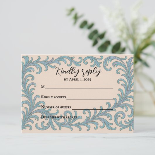 Iridescent Vow Wedding RSVP Card (Staand voorkant)