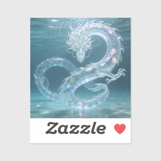 Iridescent Water Dragon Art Fantasy Dragon Design  Sticker (Vel)