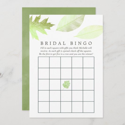 Iridescent Waterverf najaar leest Bridal Bingo (Voorkant / Achterkant)