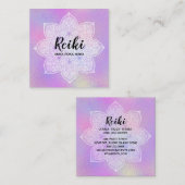 *~* Iridescent White Mandala Pastel Lavender Vierkante Visitekaartje (Voorkant / Achterkant)