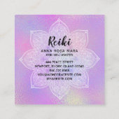 *~* Iridescent White Mandala Pastel Lavender Vierkante Visitekaartje (Achterkant)