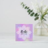 *~* Iridescent White Mandala Pastel Lavender Vierkante Visitekaartje (Staand voorkant)