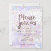 Iridescent White Sparkle Glam Party Uitnodigingen (Voorkant)