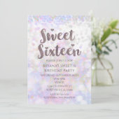 Iridescent White Sparkle Sweet 16 Party Uitnodigin Kaart (Staand voorkant)