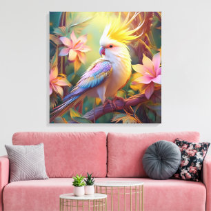 Iridescent Wing Cockatiel Fantasy Bird Canvas Afdruk