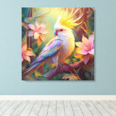 Iridescent Wing Cockatiel Fantasy Bird Canvas Afdruk (Insitu (Houten vloer))