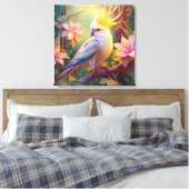 Iridescent Wing Cockatiel Fantasy Bird Canvas Afdruk (Insitu (Slaapkamer))