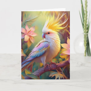 Iridescent Wing Cockatiel Fantasy Bird Kaart