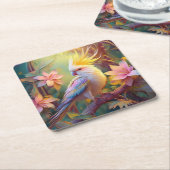 Iridescent Wing Cockatiel Fantasy Bird Kartonnen Onderzetters (Schuin)