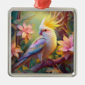 Iridescent Wing Cockatiel Fantasy Bird Metalen Ornament (Voorkant)