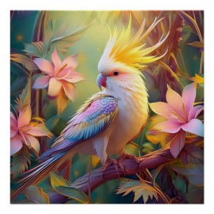 Iridescent Wing Cockatiel Fantasy Bird Perfect Poster