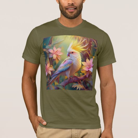 Iridescent Wing Cockatiel Fantasy Bird T-shirt (Voorkant)