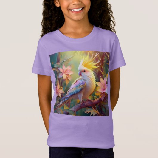 Iridescent Wing Cockatiel Fantasy Bird T-shirt (Voorkant)