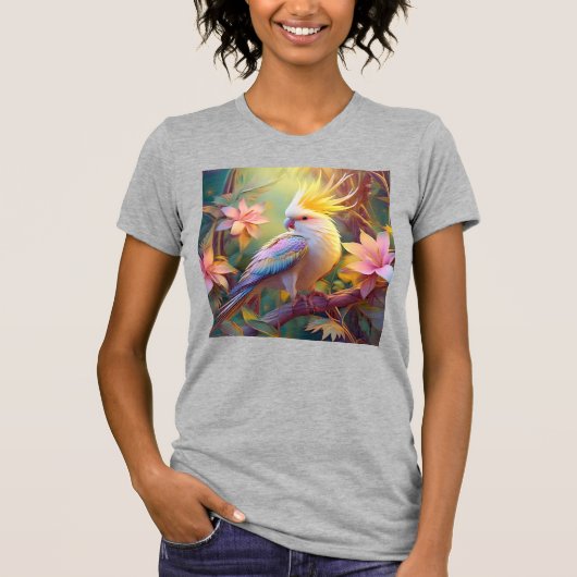 Iridescent Wing Cockatiel Fantasy Bird T-shirt (Voorkant)