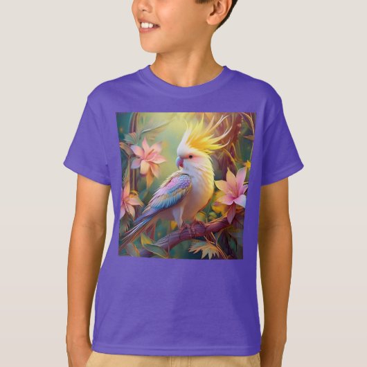 Iridescent Wing Cockatiel Fantasy Bird T-shirt (Voorkant)