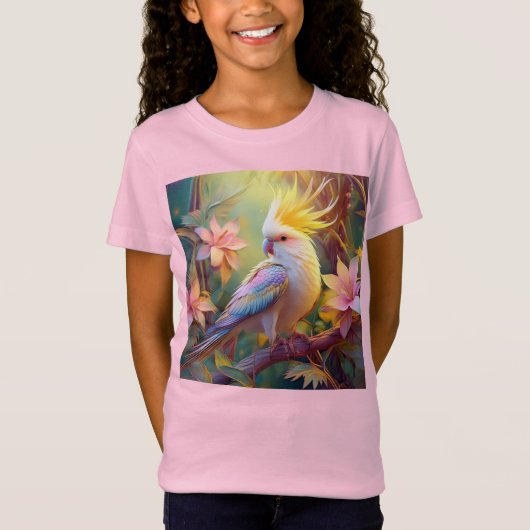 Iridescent Wing Cockatiel Fantasy Bird T-shirt (Voorkant)