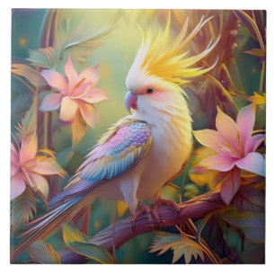 Iridescent Wing Cockatiel Fantasy Bird Tegeltje