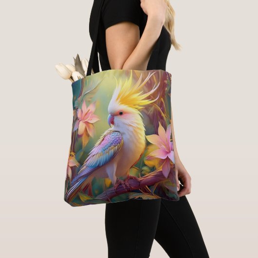 Iridescent Wing Cockatiel Fantasy Bird Tote Bag (Dichtbij)