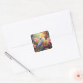Iridescent Wing Cockatiel Fantasy Bird Vierkante Sticker (Envelop)