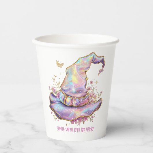Iridescent Witch Hat Birthday  Papieren Bekers (Voorkant)