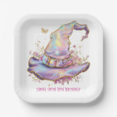 Iridescent Witch Hat Birthday  Papieren Bordje (Voorkant)