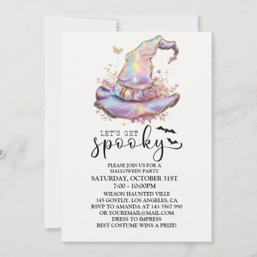 Iridescent Witch Pet Halloween Kaart (Voorkant)