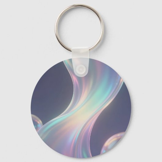 Iridescente Abstracte Belstromen Sleutelhanger (Voorkant)