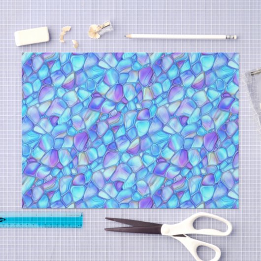 Iridescente Aqua Blauwe Aquarel Zeeglas Decoupage Tissuepapier (Craft)