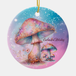 Iridescente Betoverde Sprookjes Paddenstoelen Keramisch Ornament