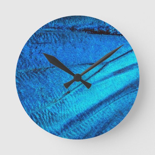 Iridescente Blauwe Vlinder Vleugel Ronde Klok (Voorkant)