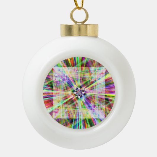 Iridescente Chrome Elf Keramische Bal Ornament (Voorkant)