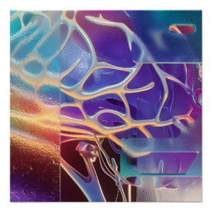 Iridescente Chroom Neurale Abstracte Futuristische Perfect Poster