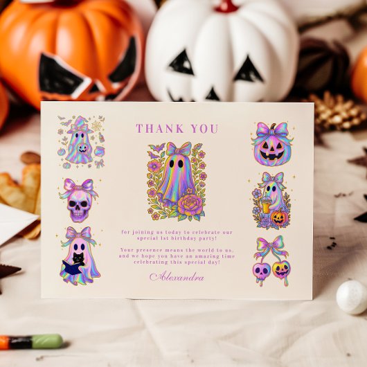 Iridescente Coquette Spooky ONE Halloween Bedankkaart