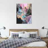 Iridescente Draadwervel Turquoise Magenta Gloed Canvas Afdruk (Insitu (Slaapkamer))