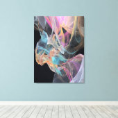 Iridescente Draadwervel Turquoise Magenta Gloed Canvas Afdruk (Insitu (Houten vloer))