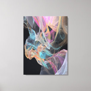 Iridescente Draadwervel Turquoise Magenta Gloed Canvas Afdruk