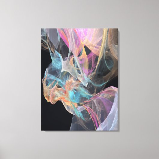 Iridescente Draadwervel Turquoise Magenta Gloed Canvas Afdruk (Voorkant)