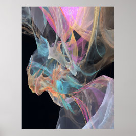Iridescente Draadwervel Turquoise Magenta Gloed Poster