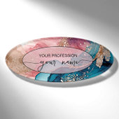 Iridescente edelsteen op maat naambadge (Voorkant)