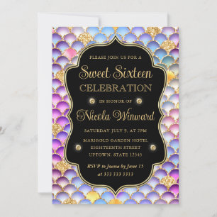Iridescente en Gouden Zeemeermin Schubben Frame Sw Kaart