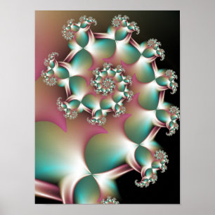 Iridescente Fractale Spiraal Poster